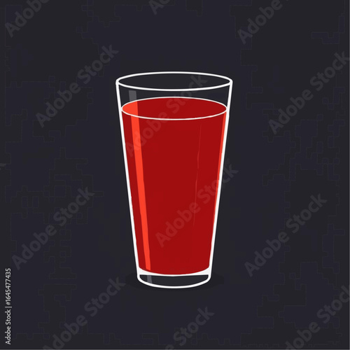 Glass of red juice on dark background  