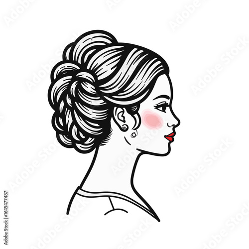 Elegant bride styling wedding updo with red accents, minimalist beauty