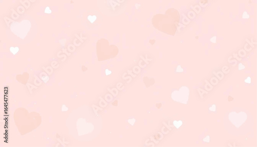 Soft pink background with scattered hearts in varying shades  
