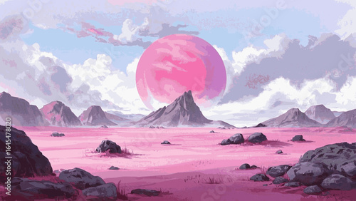 Solitaire Hush Pink Planet isolated watercolor vector illustration svg