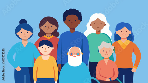 Group of diverse people of different ages together