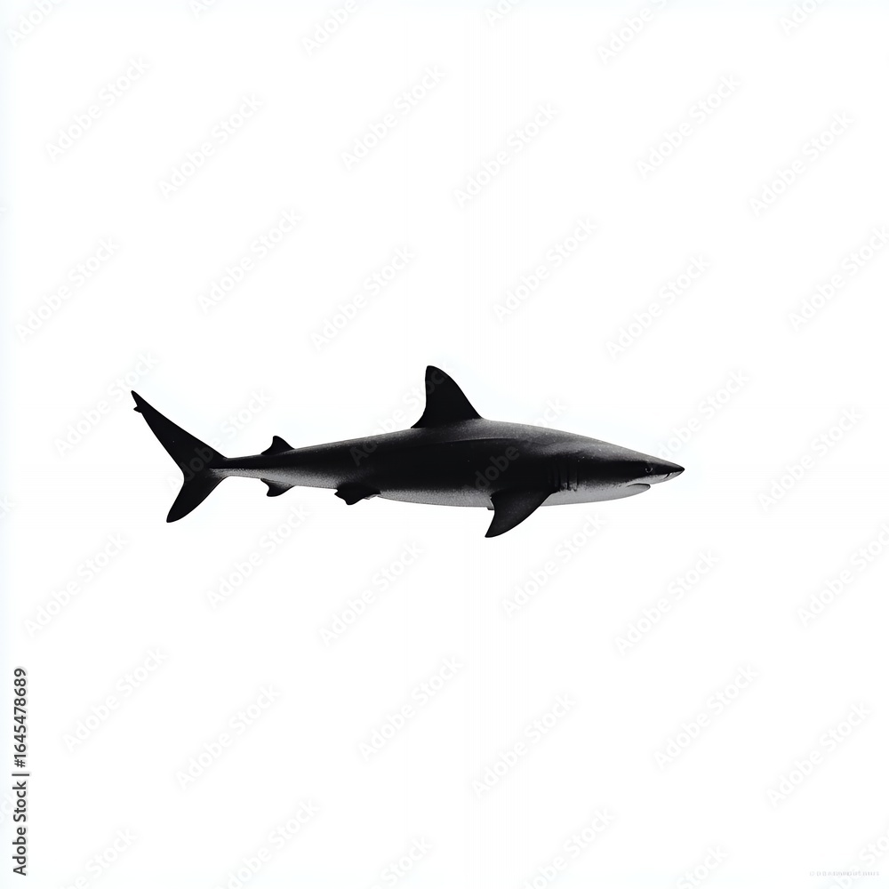 Naklejka premium Black Shark Silhouette Swimming Gracefully in Water
