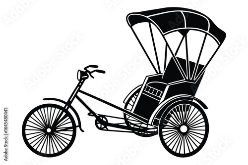 Traditional rickshaw bicycle with canopy and passenger seat