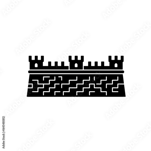 Illustration of a fortified wall with crenellations silhouette