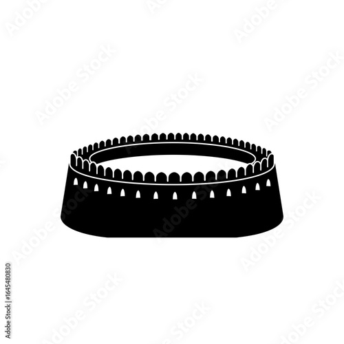 Black silhouette of an ancient fortified arena view