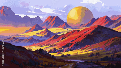 Rolling Range Hills and mountains isolated watercolor vector illustration svg