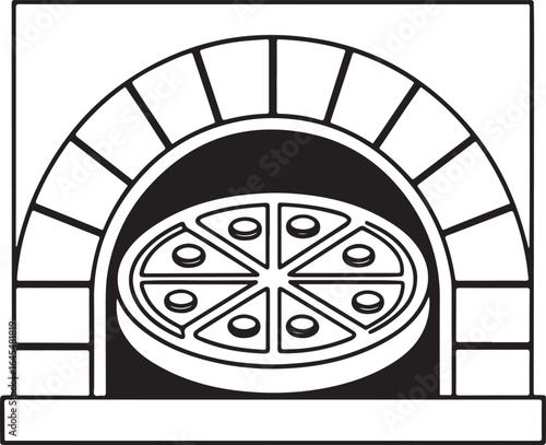 Traditional pizza in a classic brick oven