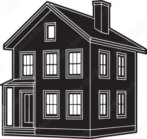 Classic Two-Story House Silhouette