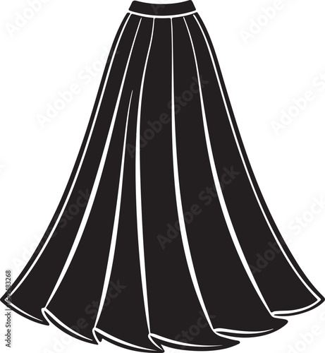 Elegant Black Full Skirt Illustration