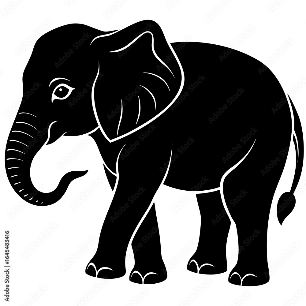 Obraz premium Baby Elephant Silhouette – Flat Minimal Vector Illustration