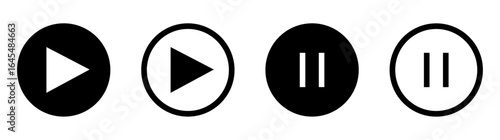 Play and pause buttons icon set