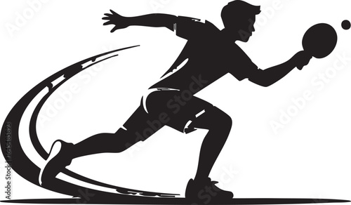 Dynamic Table Tennis Player Silhouette in Action with Motion Trail Design