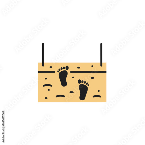 Footprints in the Sand: Minimalist illustration of footprints on sand, symbolizing journey and exploration. 