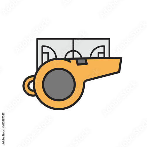Whistle of Precision: A detailed illustration of a whistle, resting near a court. It's a clear representation of order, focus, and the pursuit of fair play.
