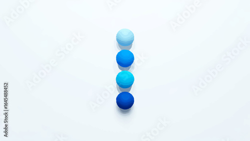 Gradient blue spheres lined up on white background

