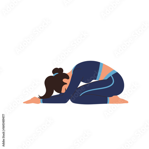 Tranquil Pose: A digitally-crafted illustration of a person deep in the child's pose, showcasing inner peace and serenity.