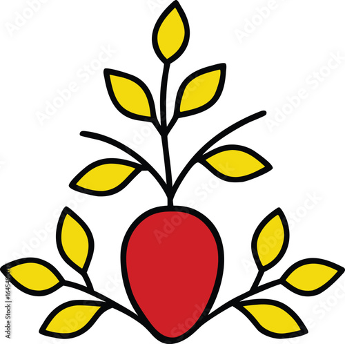 Branches and leaves growing with flower illustration 