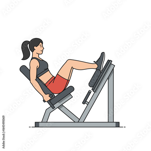 Leg Press Workout: A determined individual demonstrates the leg press exercise in a modern gym setting, ideal for fitness enthusiasts, showcasing strength and dedication.