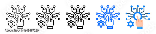 Digitalization Icon In 5 Different Styles Set Collection