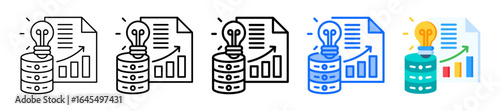 Data Inference Icon In 5 Different Styles Set Collection
