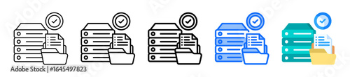 Data Storage Icon In 5 Different Styles Set Collection