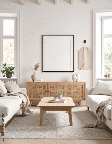 Wallpaper Mural Cozy Modern Living Room with Rattan Furniture and Natural Light Torontodigital.ca