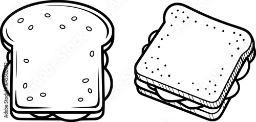 Two delicious sandwiches with fillings and bread dots food meal