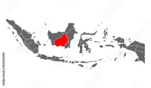 Indonesia detailed Central Kalimantan map shape, Flat web graphic concept icon symbol vector illustration .
