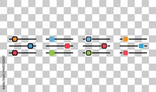 Set of Volume mixer icon, filter sound symbol button, switch sign vector illustration .
