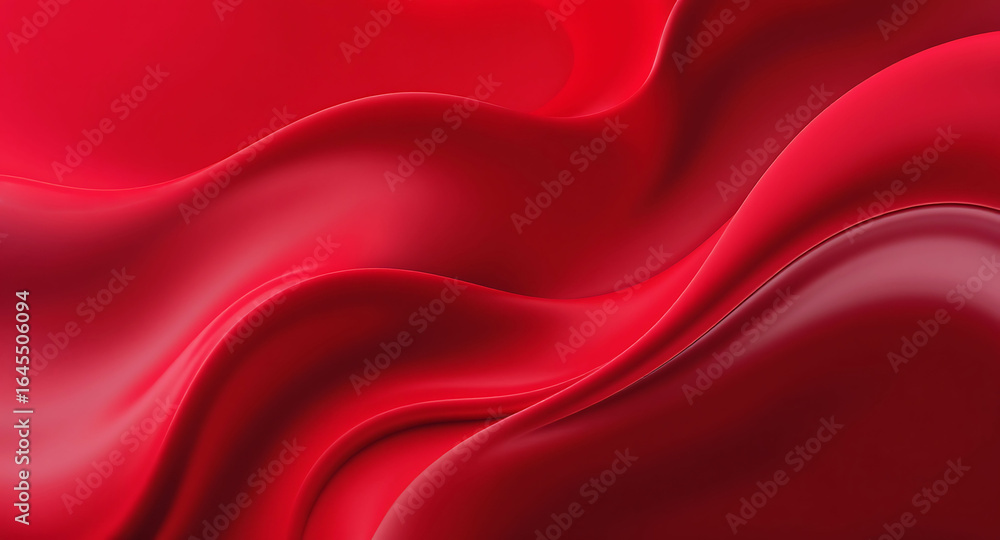 Obraz premium Deep Red Fabric Waves Smooth Flowing Texture background