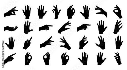 A vector illustration of hand gestures forming a flying bird silhouette