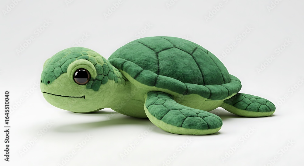 Fototapeta premium Plush Turtle Toy: Cute Green Sea Animal