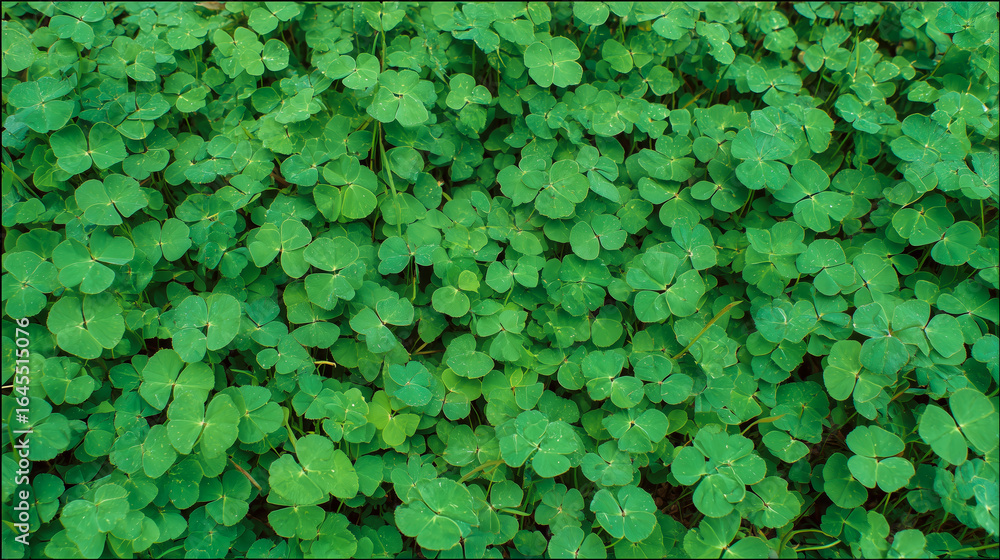 Obraz premium Lush Green Clover Field Creating a Natural Luck-Themed Scene