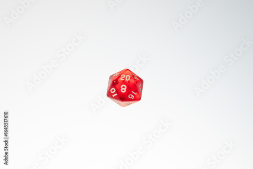 red dice for fantasy dnd and rpg tabletop games. Board game polyhedral dices with different sides isolated on white background