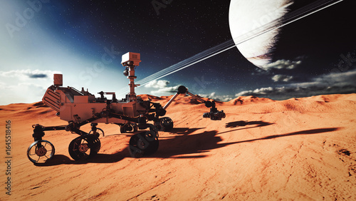 Canvas-taulu Mars rover exploring surface of Mars