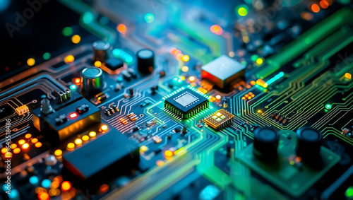High-Tech Electronic Circuit Board Close-Up