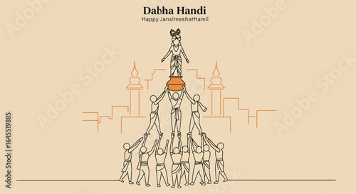 Dahi Handi festival vector illustration, traditional indian festival celebration