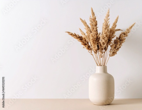 Ceramic Vase with Dried Pampas Grass