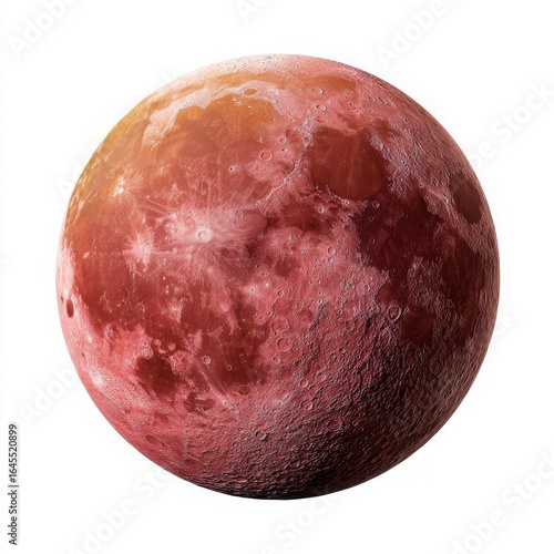 Detailed red moon with craters and glowing atmosphere