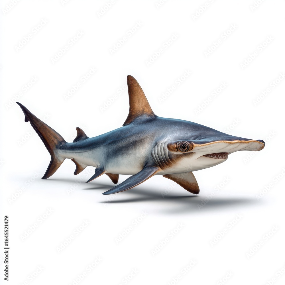 Naklejka premium Hammerhead Shark Model on White Background fish marine life