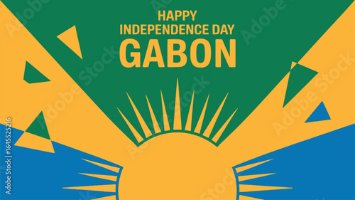 Photos Happy Independence Day Gabon Sun and Flag Illustration