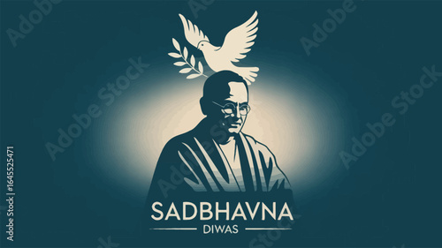 Sadbhavna Diwas Tribute to Rajiv Gandhi with Peace Symbol