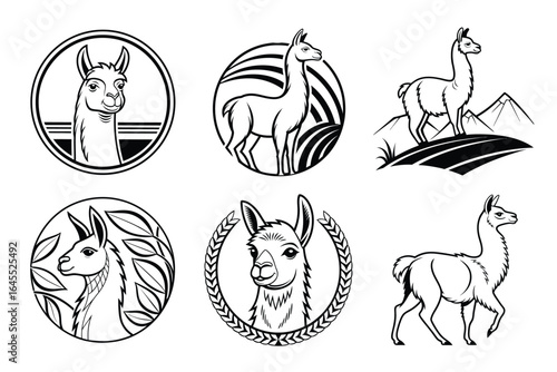 Discover charming llama logos and emblems perfect for branding, representing nature, adventure, and unique style with versatile design elements.