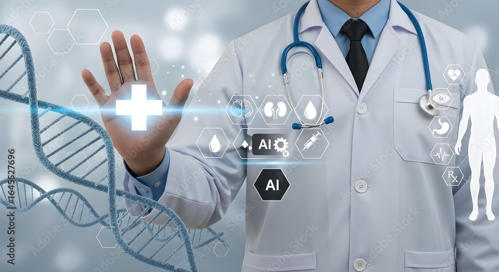 Fototapeta premium Artificial intelligence in healthcare ai doctor medical technology innovation concept