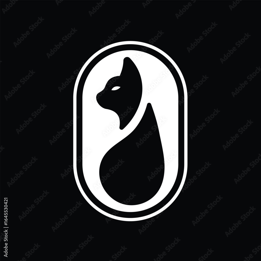 custom made wallpaper toronto digitalA cute black cat silhouette logo vector illustration with a swishing tail, perfect design for any pet lover