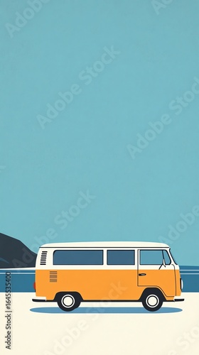 Vintage Camper Van by the Sea