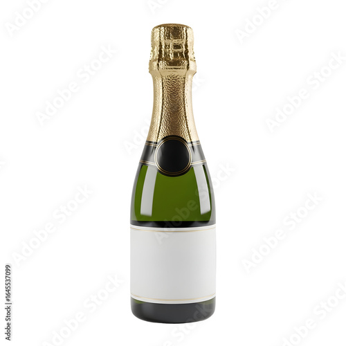 Celebrate success with a mini champagne bottle featuring a blank label for your personalized message, perfect for festive occasions and business achievements