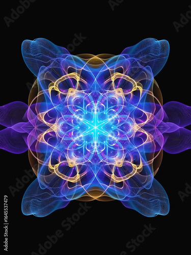 Wallpaper Mural Radiating Abstract Energy Burst with Symmetrical Floral Wave Pattern – Digital Art Design" Torontodigital.ca