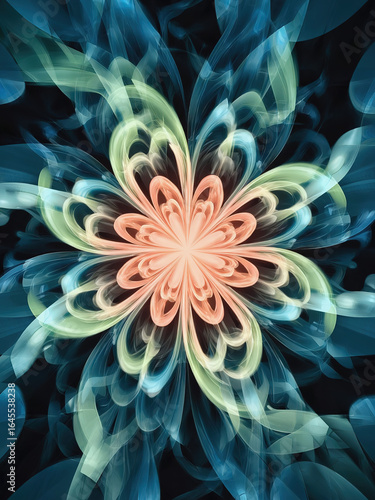 Wallpaper Mural Radiating Abstract Energy Burst with Symmetrical Floral Wave Pattern – Digital Art Design" Torontodigital.ca