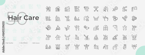 Hair Care Line Editable Icons set. Vector illustration in modern thin line style of Hair Care icons: care, salon, hairdresser, etc